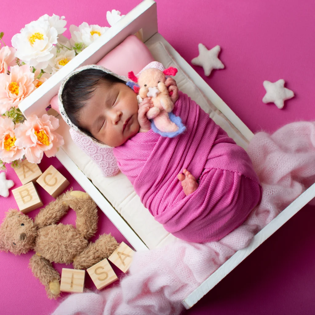 sesión fotográfica de bebé recién nacido